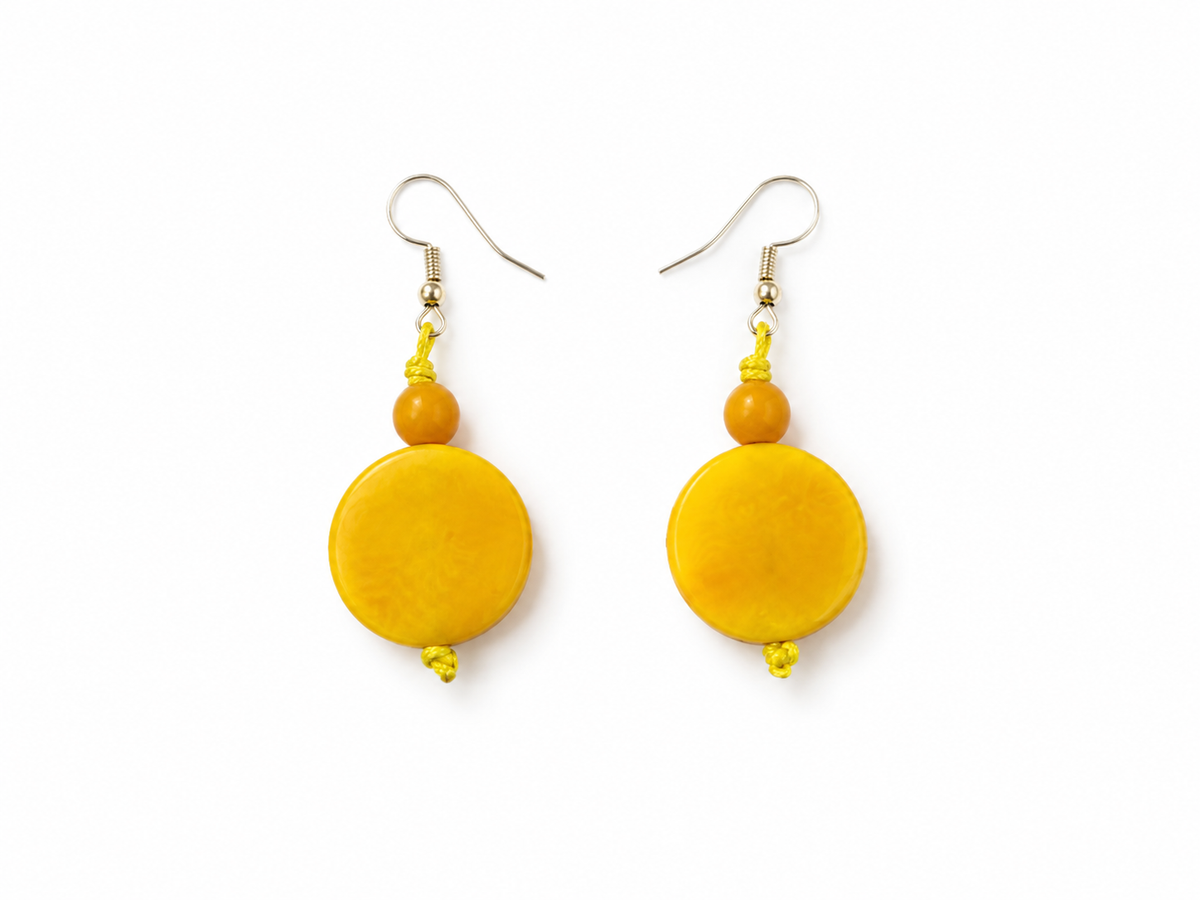 Conjunto de Collar y Pendientes de Tagua con Asaí – Amarillo