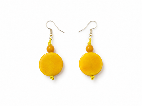 Conjunto de Collar y Pendientes de Tagua con Asaí – Amarillo