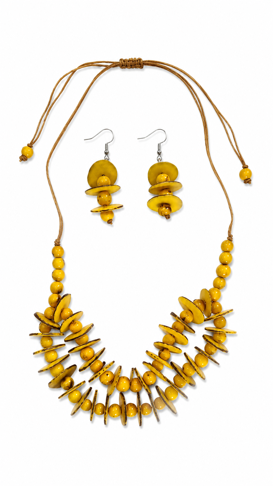 Conjunto Collar Cascada y Pendientes de Tagua y Asaí