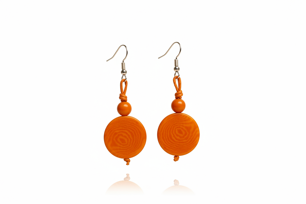 Pendientes redondos de tagua – Marfil vegetal artesanal