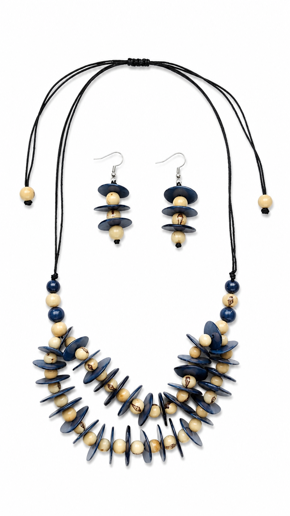 Conjunto Collar Cascada y Pendientes de Tagua y Asaí