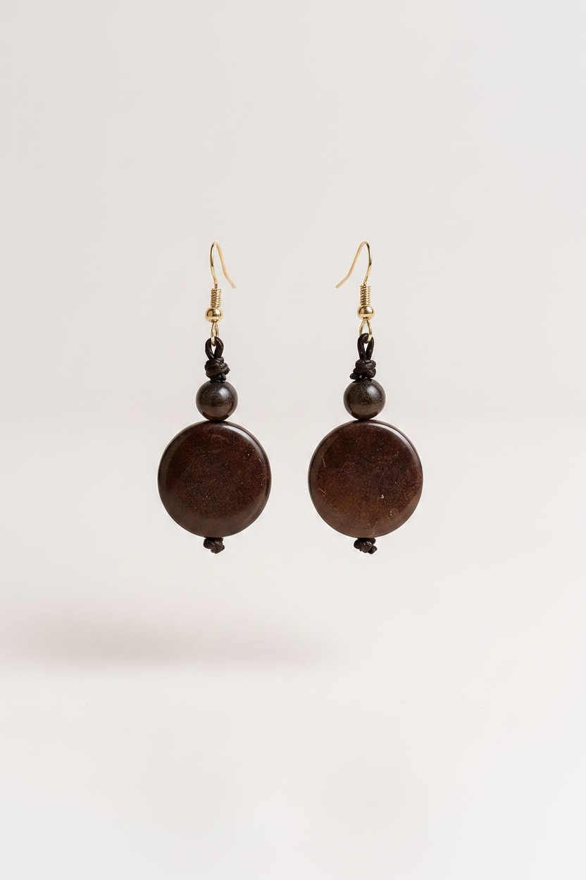 Pendientes redondos de tagua – Marfil vegetal artesanal