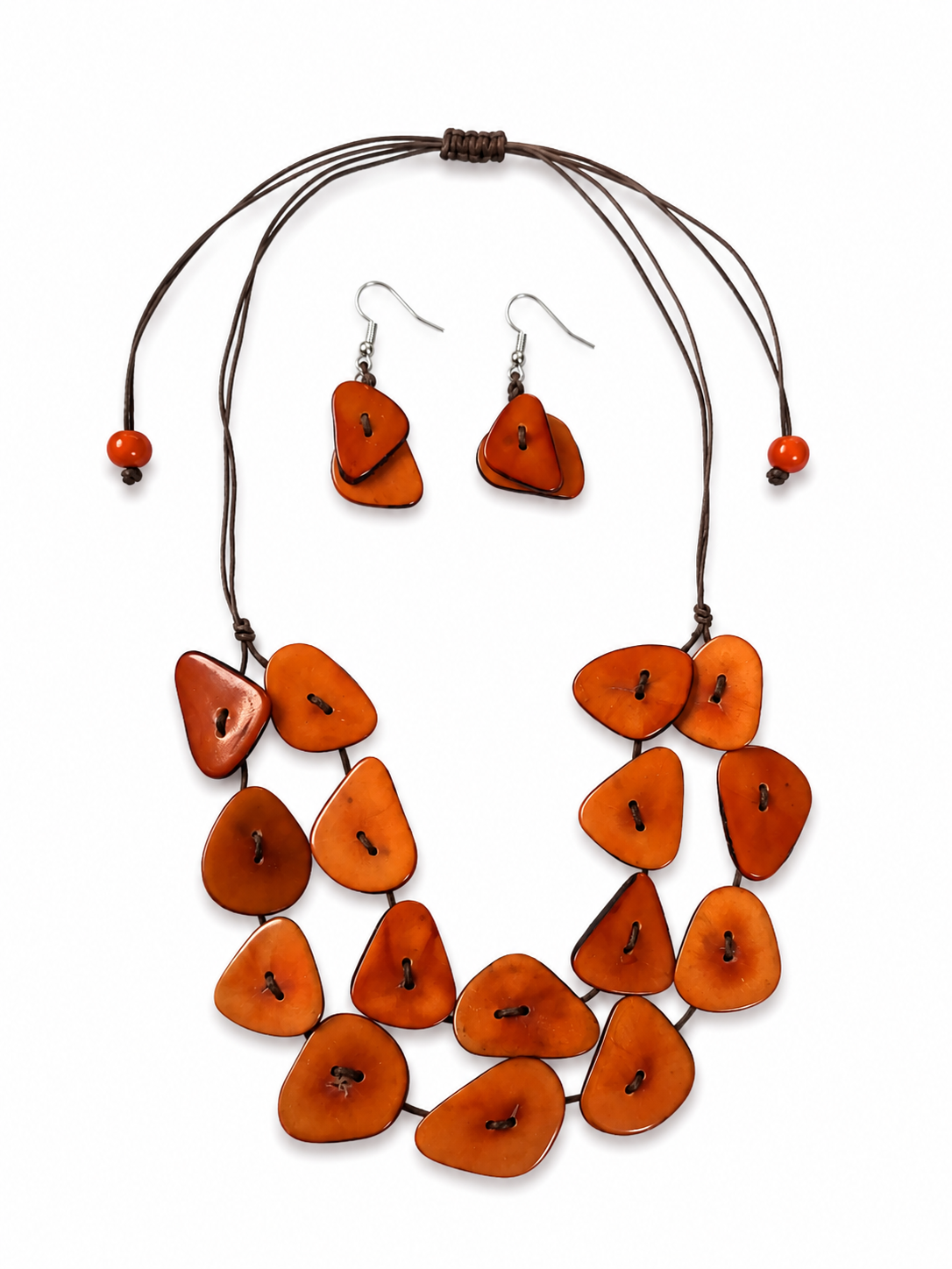 Conjunto Collar y Pendientes de Tagua y asaí Multicolor Artesanal