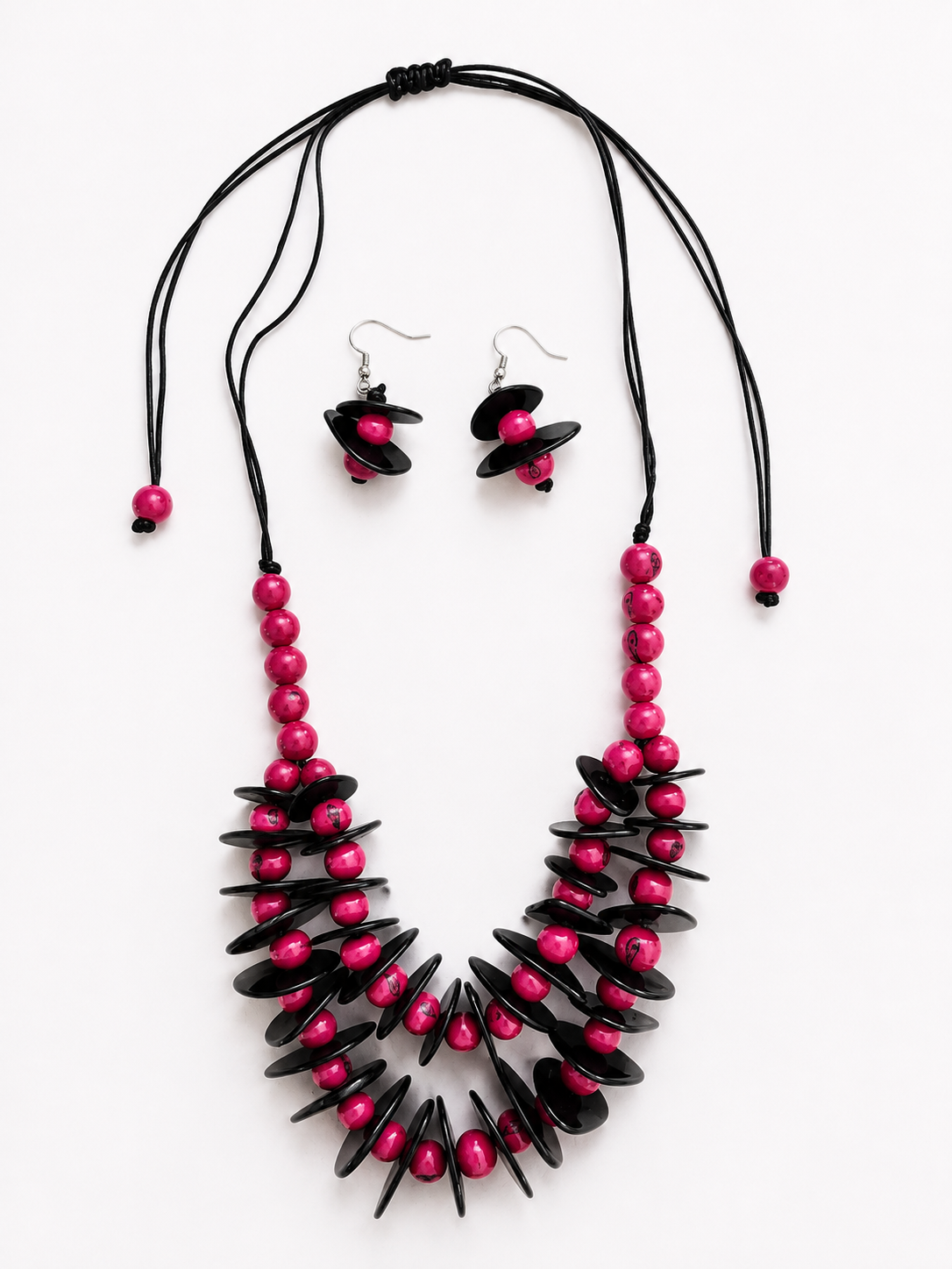 Conjunto Collar Cascada y Pendientes de Tagua y Asaí