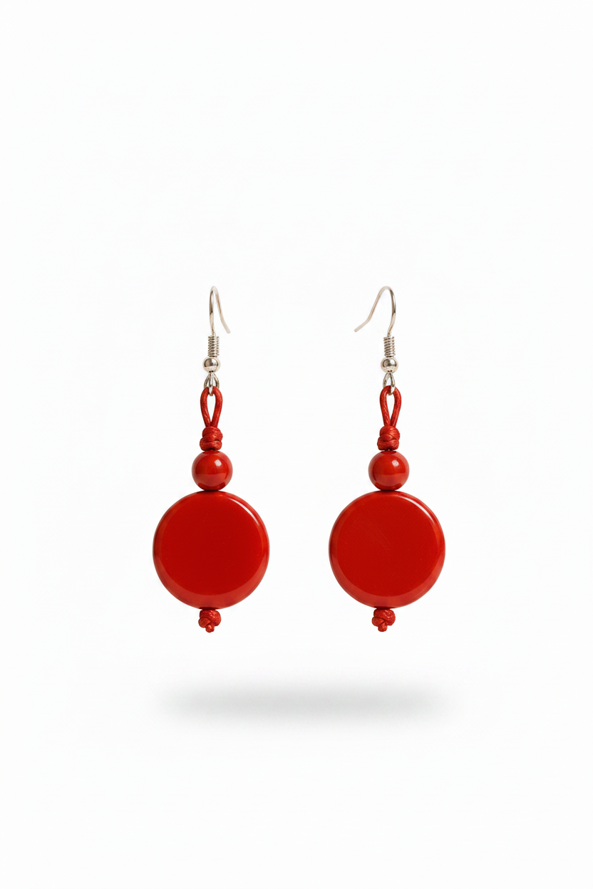 Pendientes redondos de tagua – Marfil vegetal artesanal