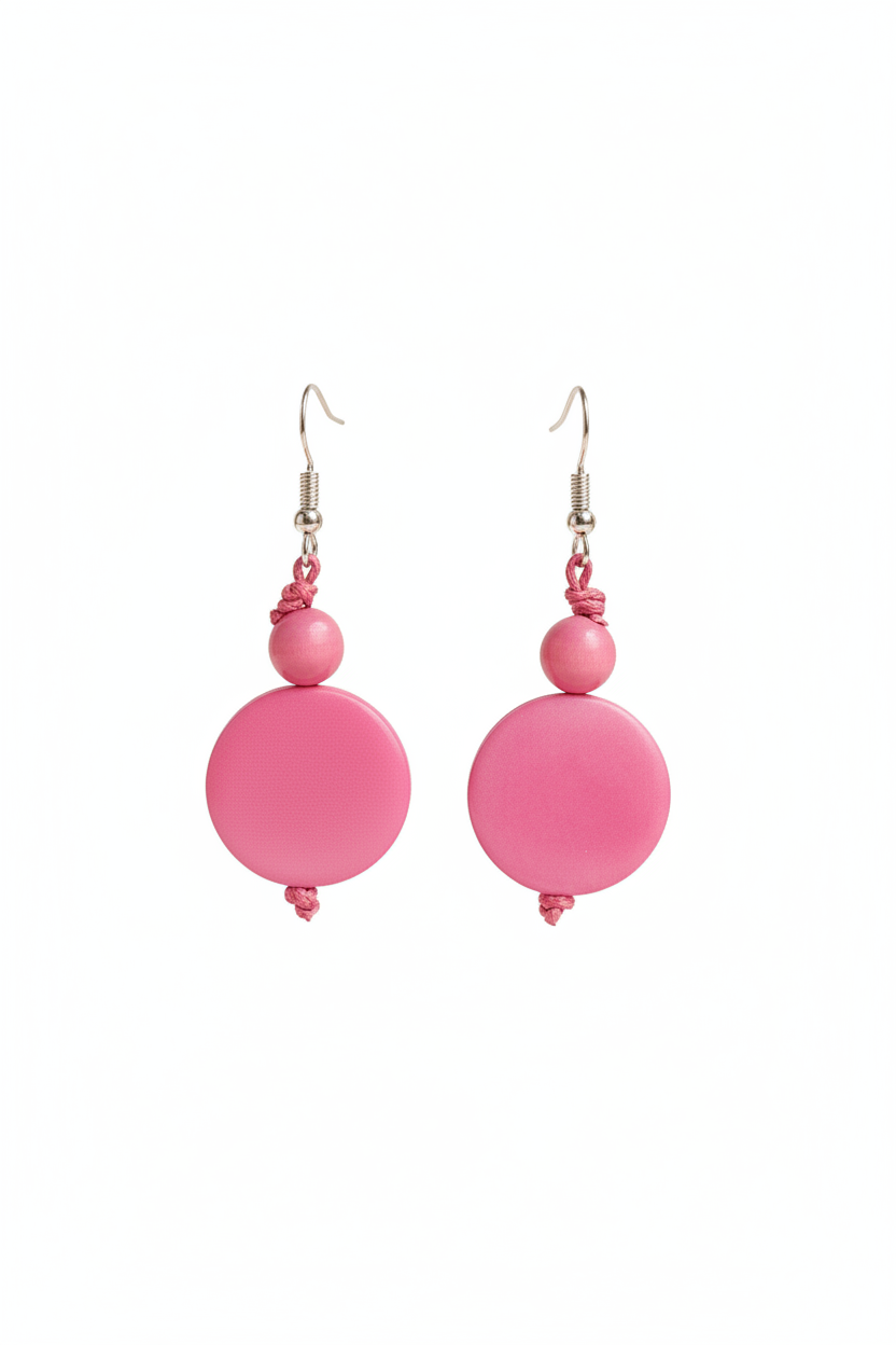 Pendientes redondos de tagua – Marfil vegetal artesanal