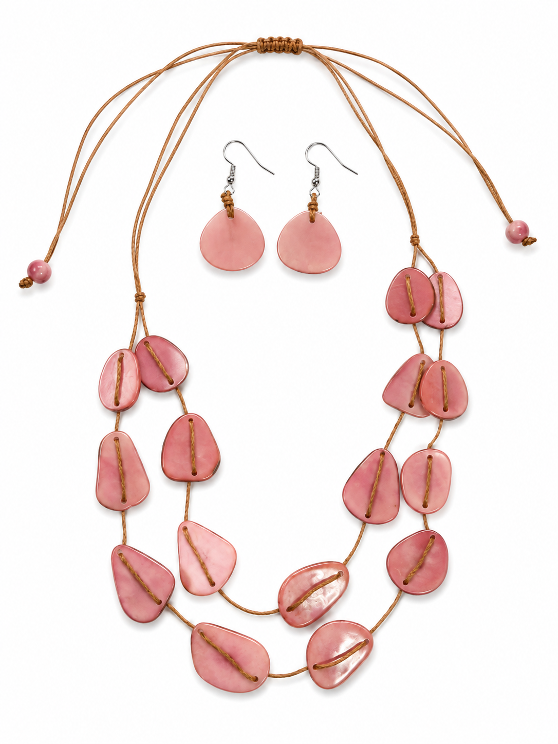 Conjunto Collar y Pendientes de Tagua y asaí Multicolor Artesanal