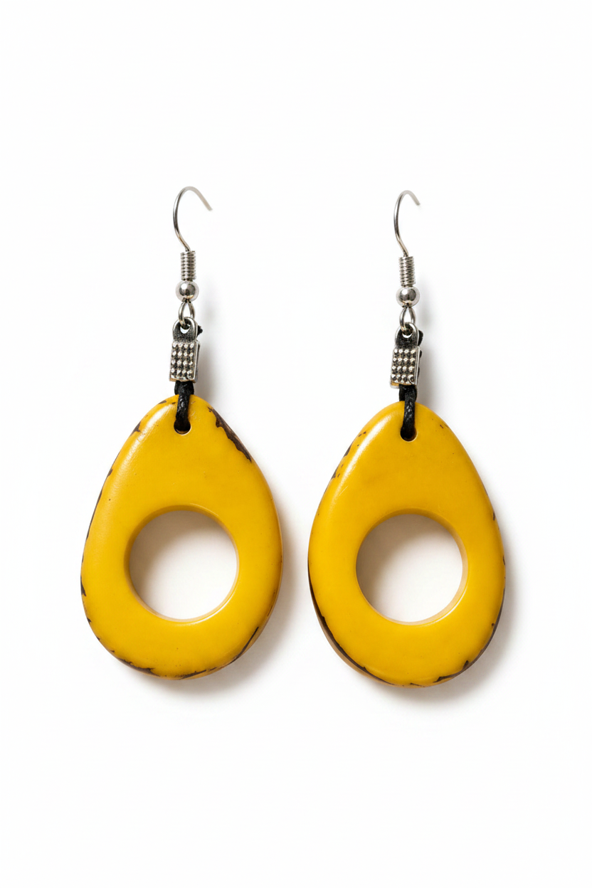 Pendientes de Tagua Artesanal en forma de Gota | Marfil Vegetal