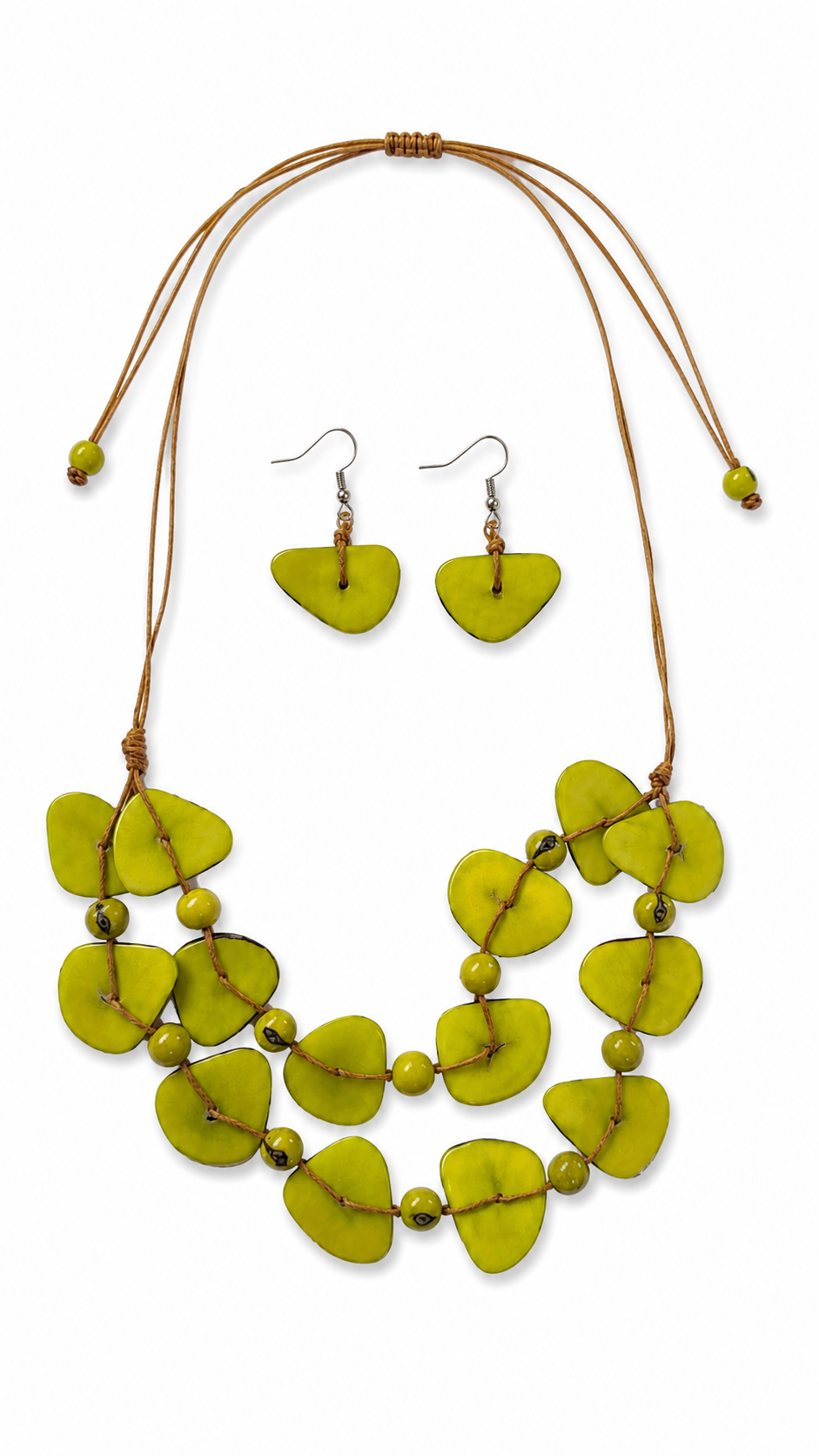 Conjunto Collar y Pendientes de Tagua y asaí Multicolor Artesanal