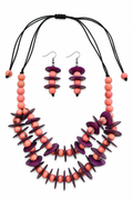 Conjunto Collar Cascada y Pendientes de Tagua y Asaí
