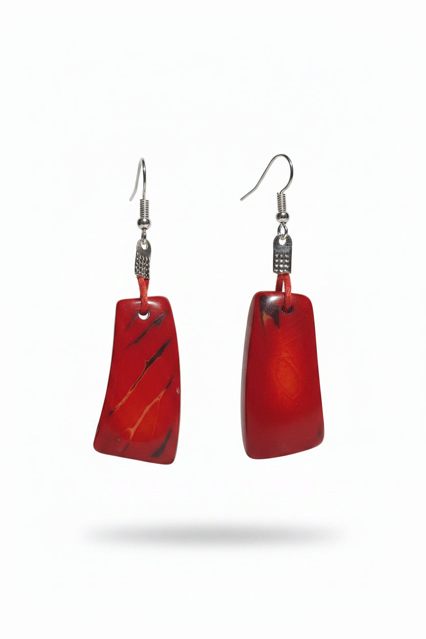 Pendientes de Tagua Artesanales Alargados | Marfil Vegetal