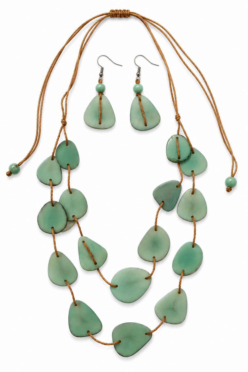 Conjunto Collar y Pendientes de Tagua y asaí Multicolor Artesanal