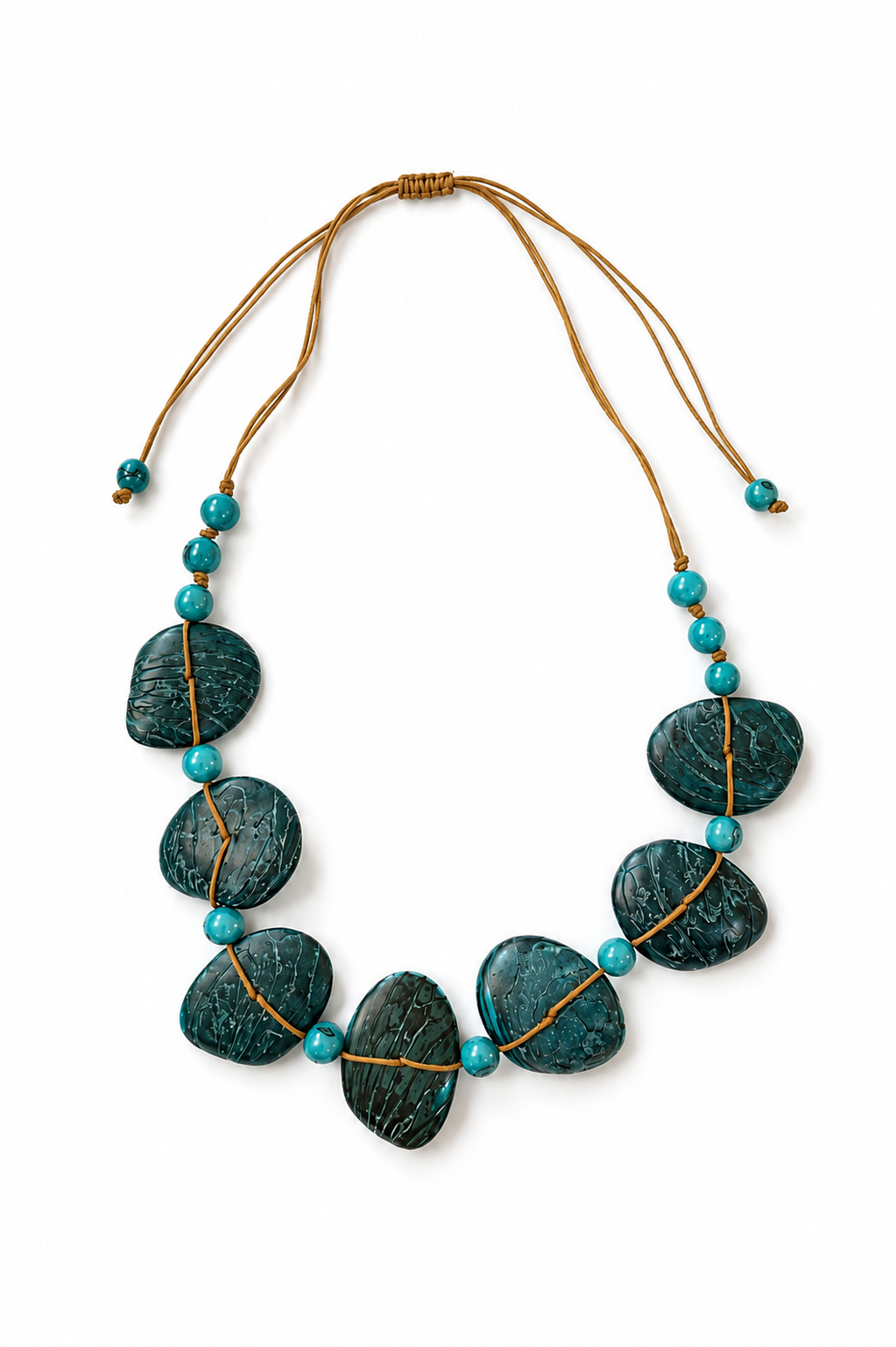 Conjunto de Collar y Pendientes de Tagua con Asaí – Verde Turquesa