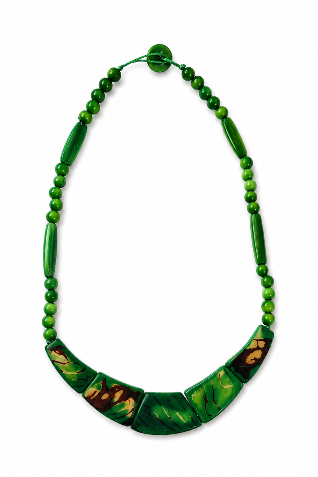 Conjunto de Collar y Pendientes de Tagua con Asaí – Verde
