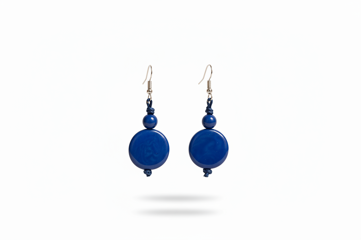 Pendientes redondos de tagua – Marfil vegetal artesanal