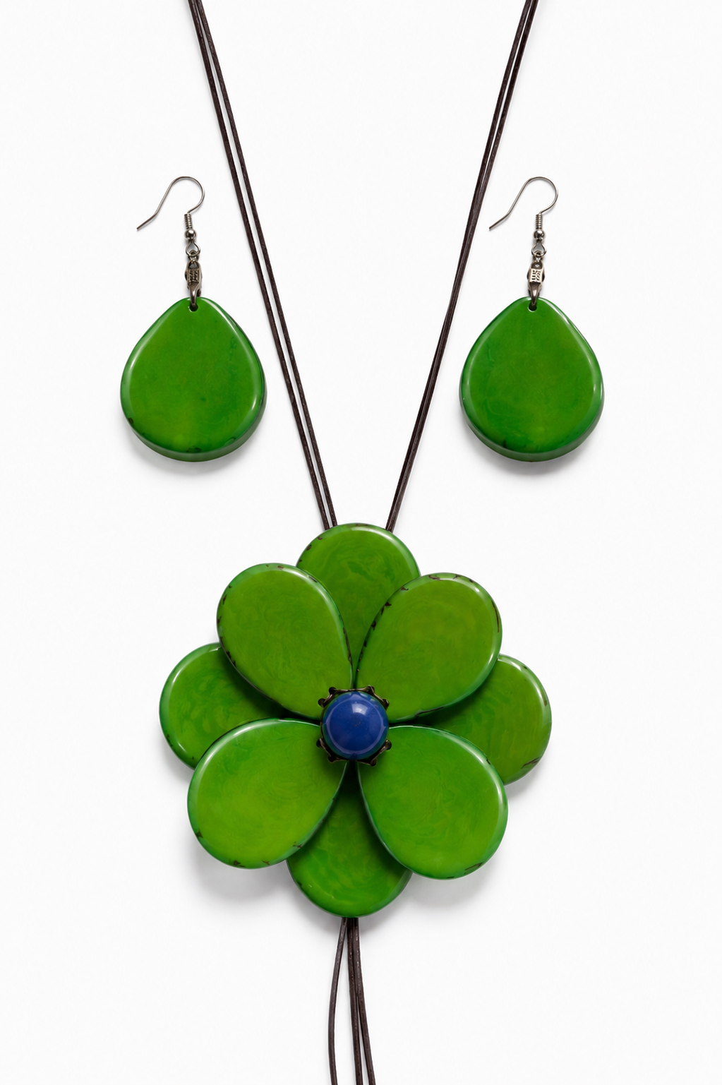 Conjunto Collar Flor y Pendientes de Tagua Artesanal