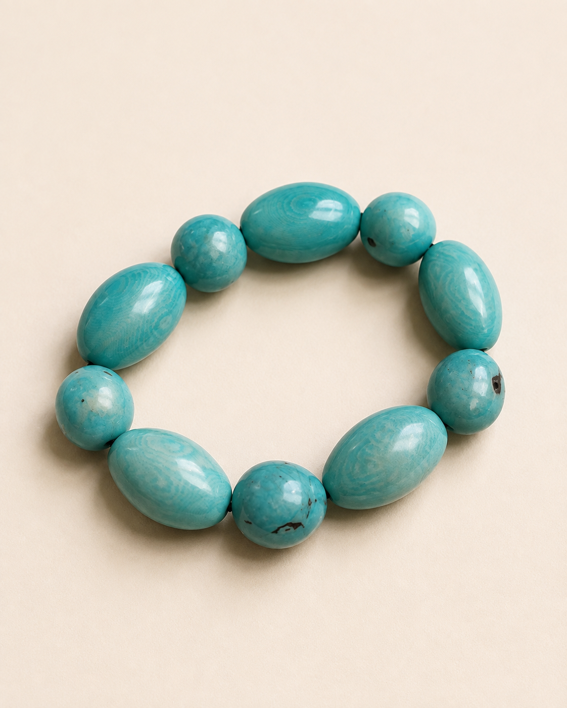 Pulsera de Tagua Artesanal Turquesa – Diseño Redondo