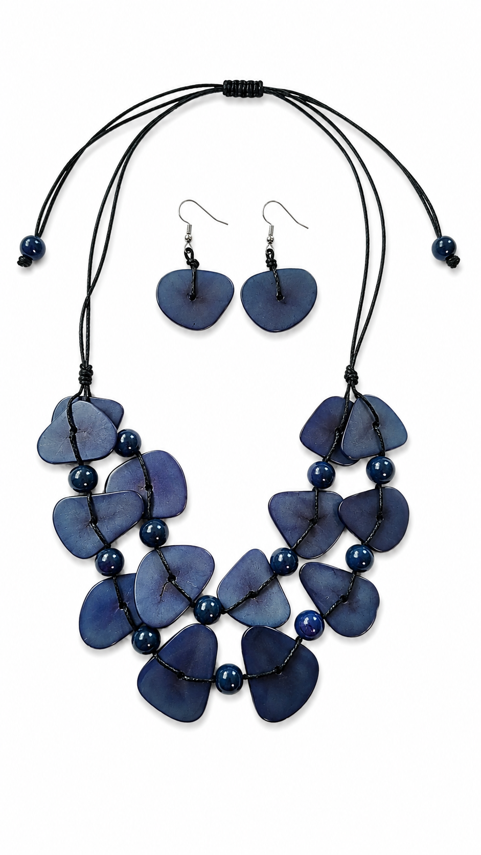 Conjunto Collar y Pendientes de Tagua y asaí Multicolor Artesanal