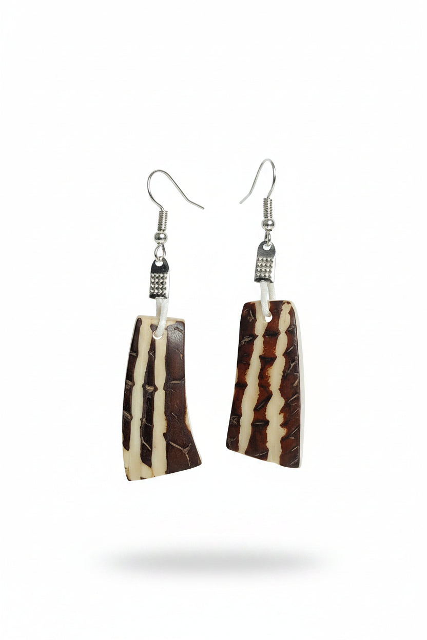 Pendientes de Tagua Artesanales Alargados | Marfil Vegetal