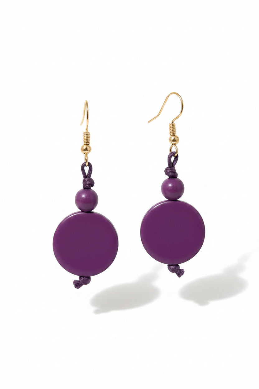 Pendientes redondos de tagua – Marfil vegetal artesanal