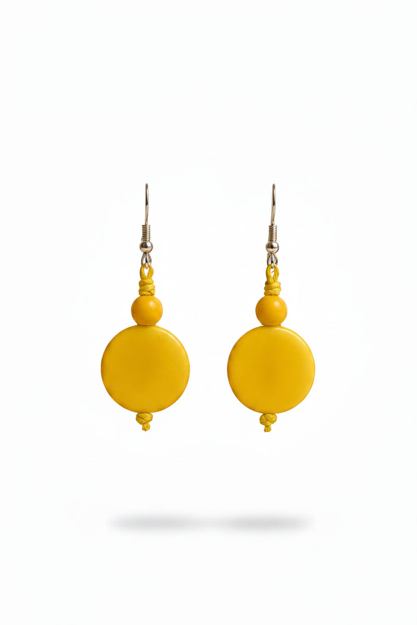 Pendientes redondos de tagua – Marfil vegetal artesanal
