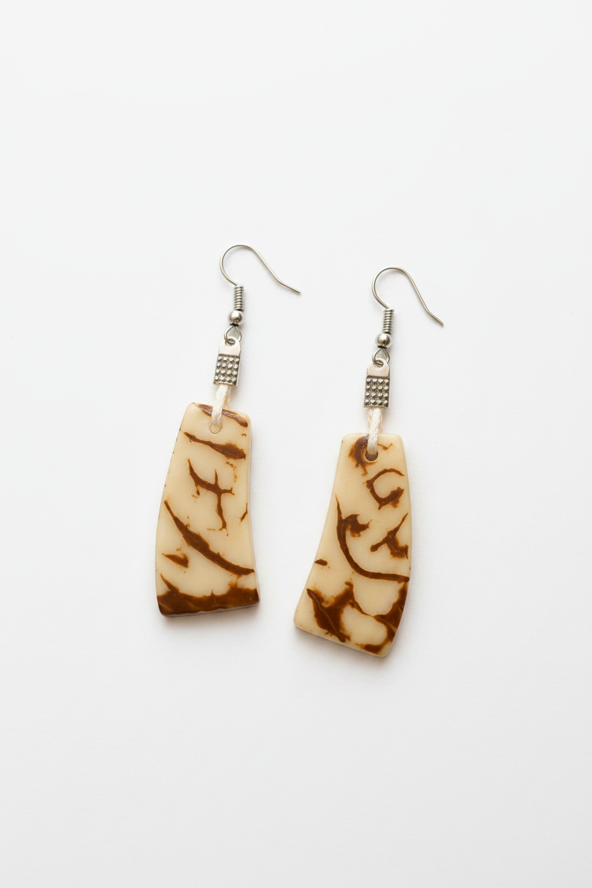 Pendientes de Tagua Artesanales Alargados | Marfil Vegetal