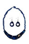 Conjunto de Collar y Pendientes de Tagua con Asaí – Azul