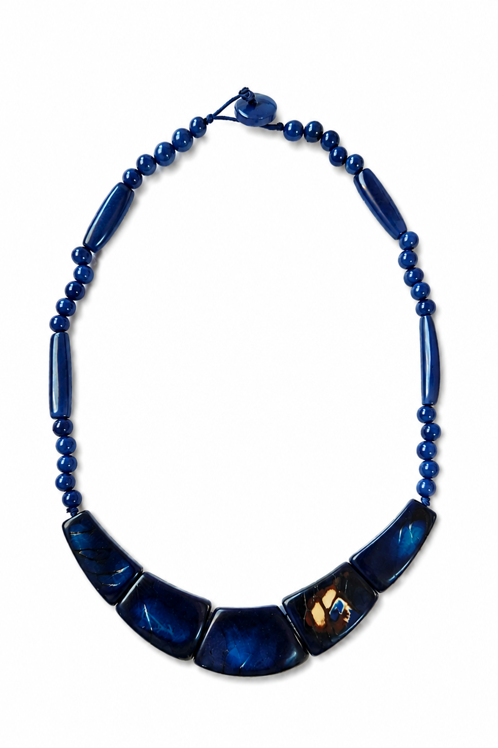 Conjunto de Collar y Pendientes de Tagua con Asaí – Azul