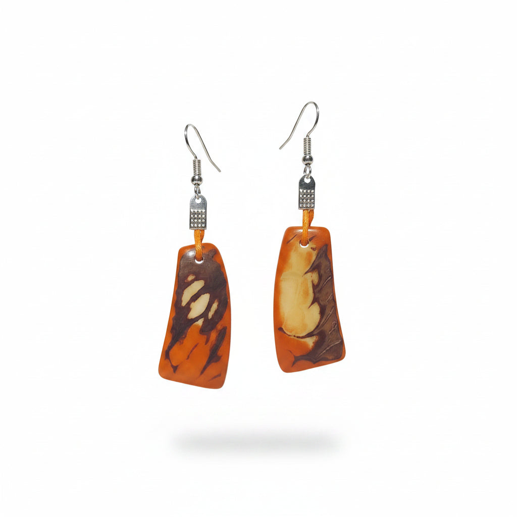 Pendientes de Tagua Artesanales Alargados | Marfil Vegetal