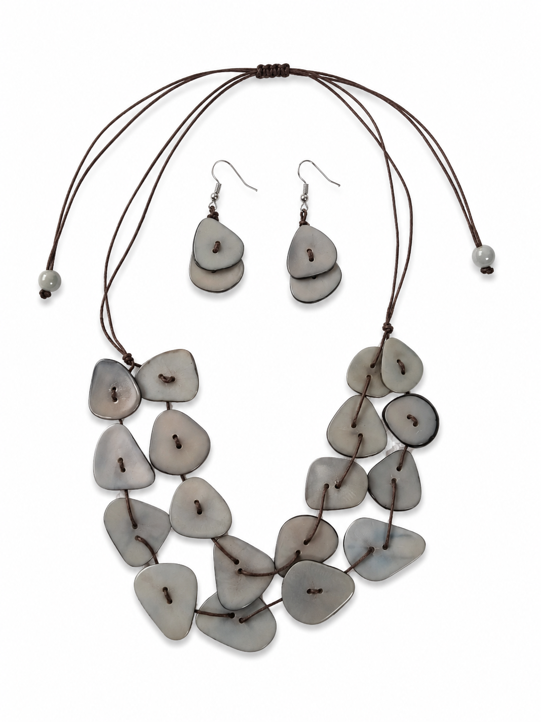 Conjunto Collar y Pendientes de Tagua y asaí Multicolor Artesanal