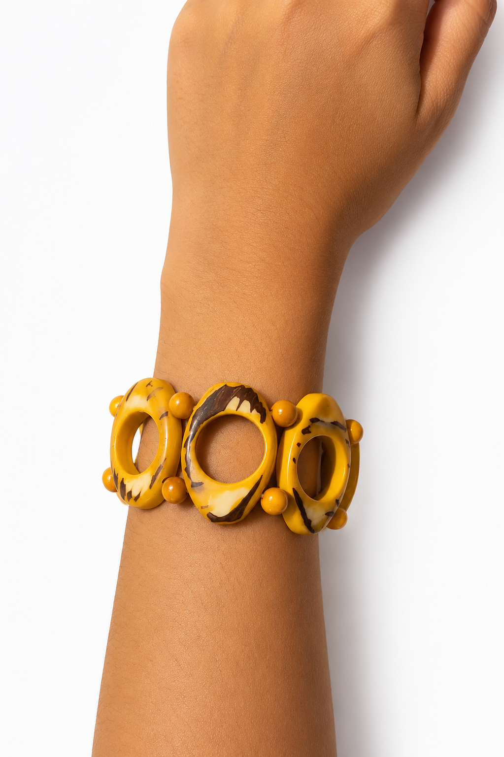 Pulsera de Tagua Artesanal con Aros | Marfil Vegetal