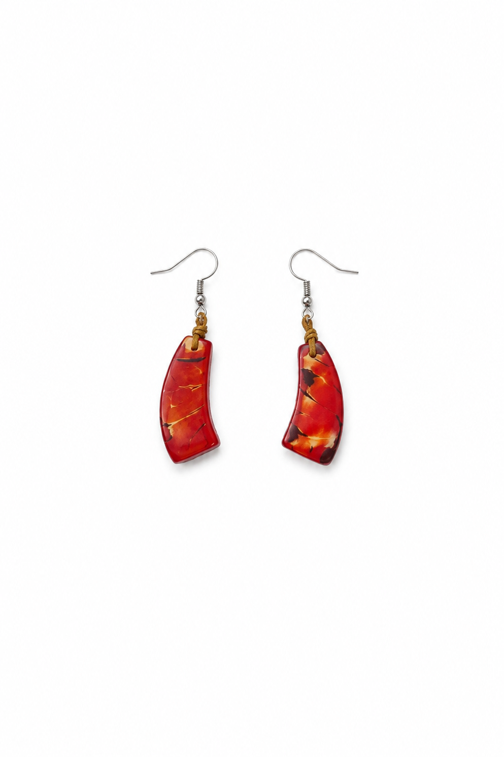 Conjunto de Collar y Pendientes de Tagua con Asaí – Rojo y Naranja